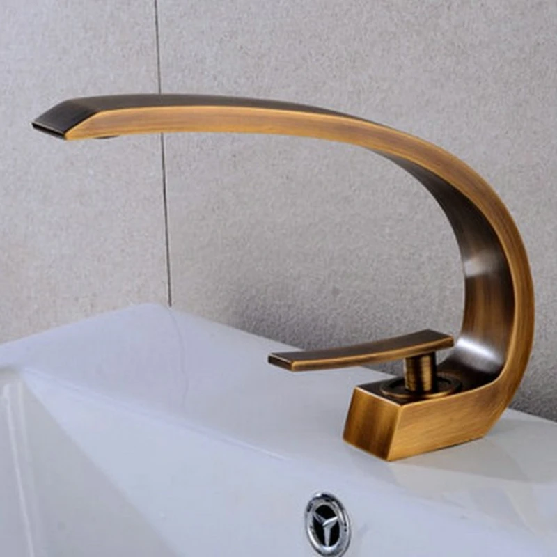 Brushed Gold Brass Bathroom Faucet.basin Faucet Mixer Tap with Hot&ampcold Water.deck Mounted Water Bronze HY2019 | Обустройство дома