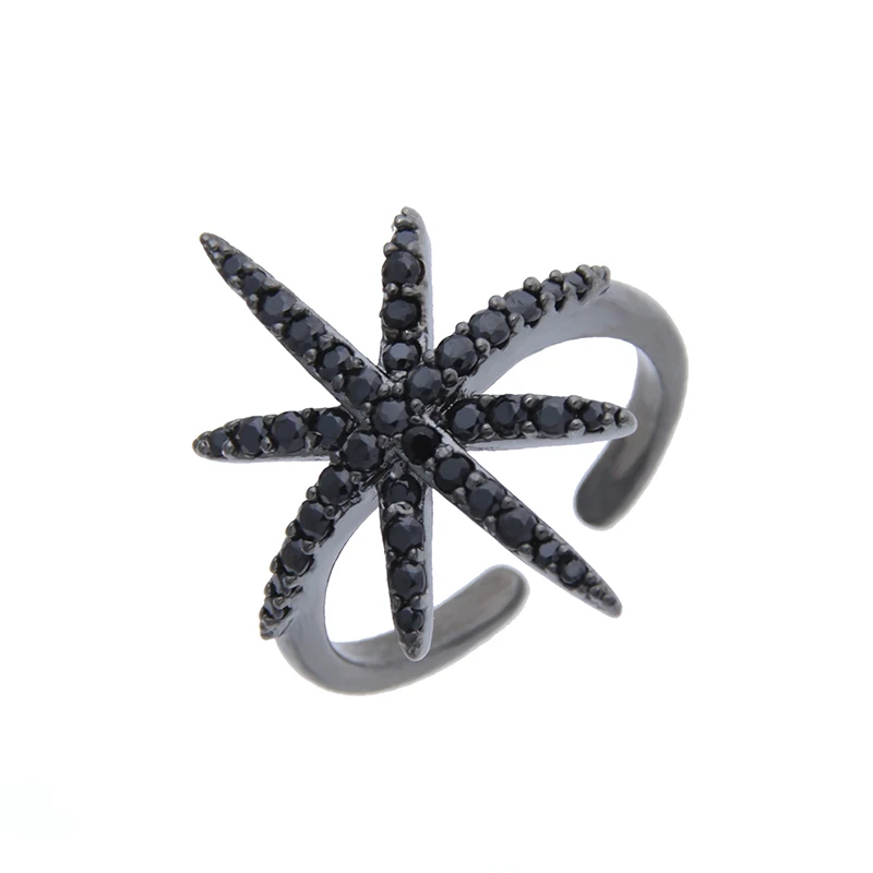 Бренд черный кубический цирконий Винтаж кольцо звезда Форма панк Кольца для