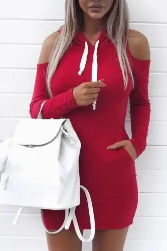 Женское платье перемычка с открытыми плечами вечернее мини капюшоном|Женские