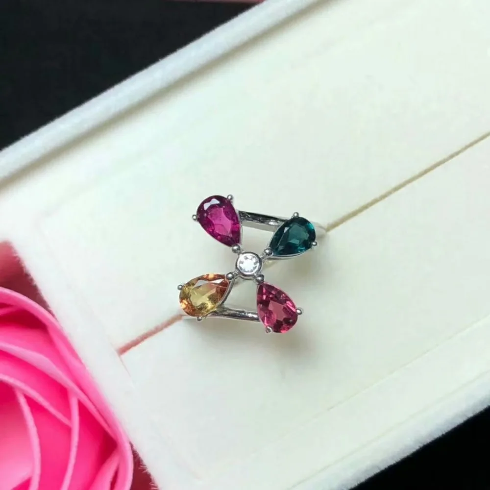 Кольца shilovem из серебра 925 пробы с натуральным турмалином модные женские