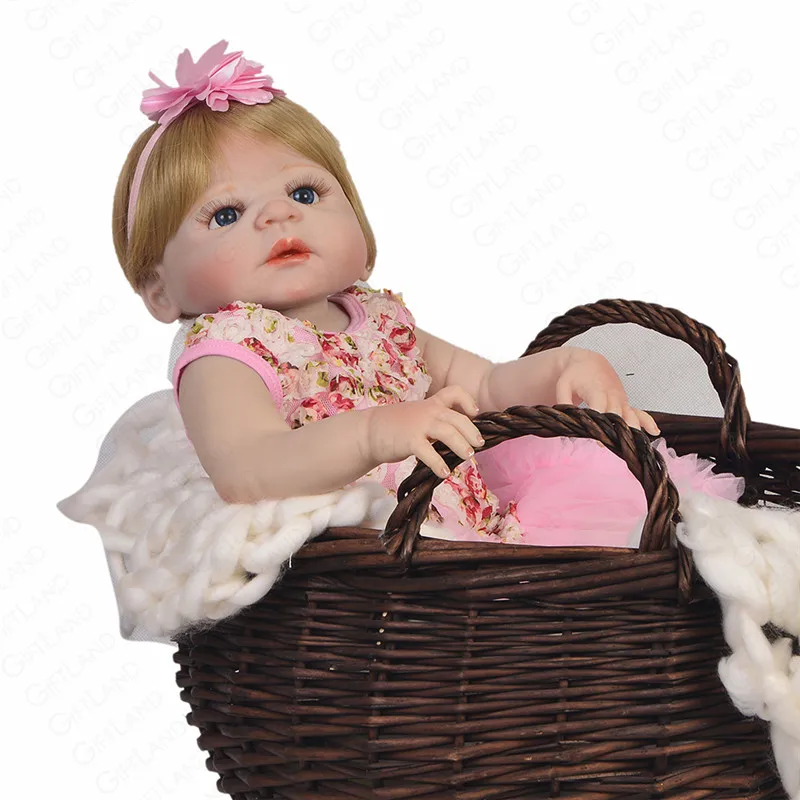Новинка 2019 года силиконовые Reborn Baby куклы розовый 23 дюймов прекрасная кукла