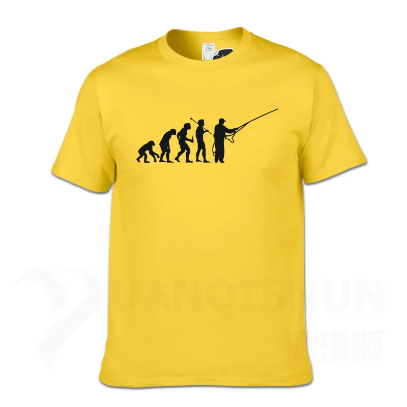 Yellow 2 Новая мода года Эволюция Fishinger Футболка мужская летняя рыба шутка Рыбак Карп футболка s Забавный подарок хлопок короткий рукав Футболка - Цвет: Yellow 2