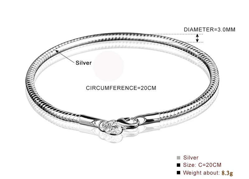 YHAMNI Bracelet with Certificate! Original 925 Solid Silver Charm Bracelets Snake Bone Bracelets Wedding for Women KPL001