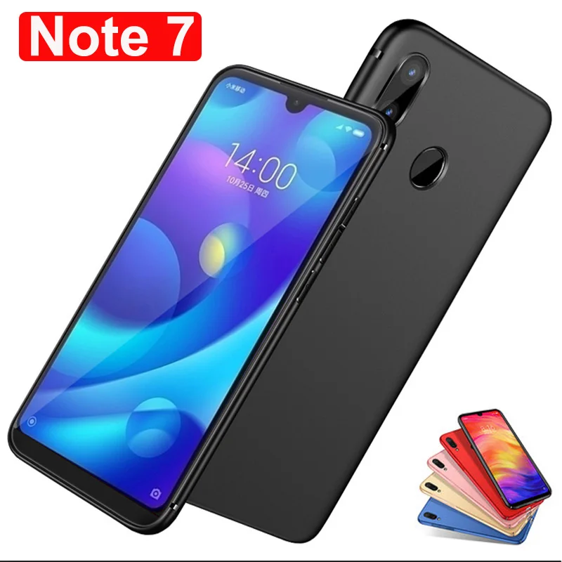 Тонкий мягкий чехол Note7 для xiaomi redmi Note 7 матовый Силиконовый из ТПУ бампер