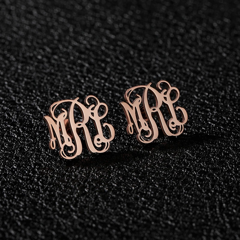 

Custom Monogram Stud Earrings For Women Boucle D'oreille Stainless Steel Personalized Initials Letters Earrings Jewelry
