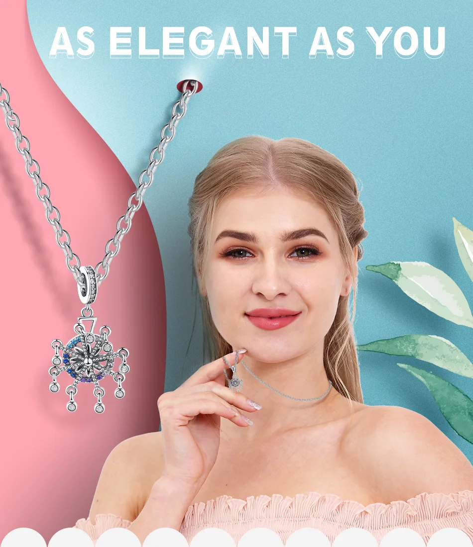 ELESHE, браслет Pandora, 925 пробы, серебряный, синий, прозрачный, CZ, кристалл, бисер, шарм, сделай сам, для производства аутентичной бижутерии