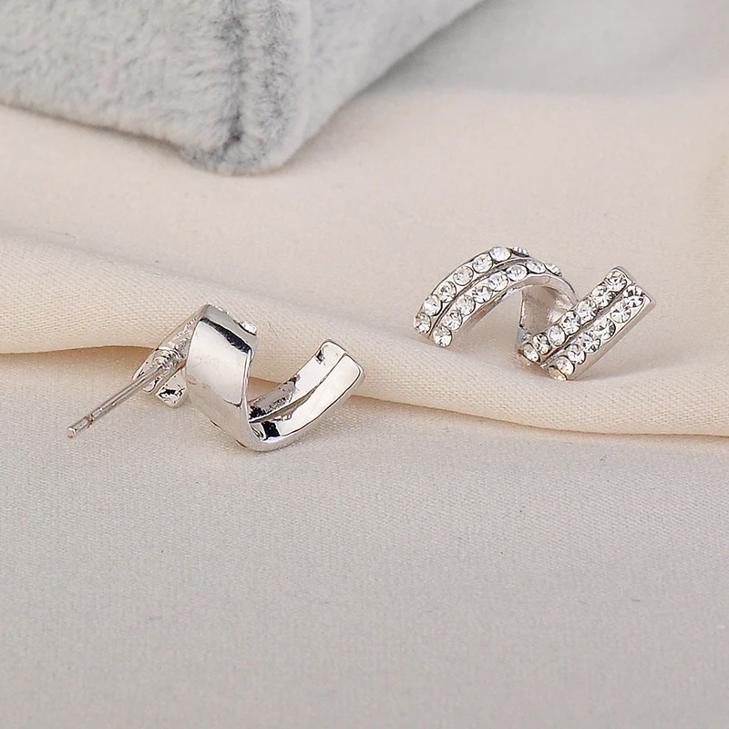 Мода 2016 Горячая продажа AAA кубический циркон объемные серьги-гвоздики серебряные