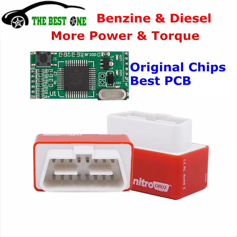 Увеличение скрытой мощности Nitro OBD2 Benzine чип тюнинговая коробка вилка и привод полные чипы NitroOBD2 производительность дизельного автомобиля больше крутящего момента