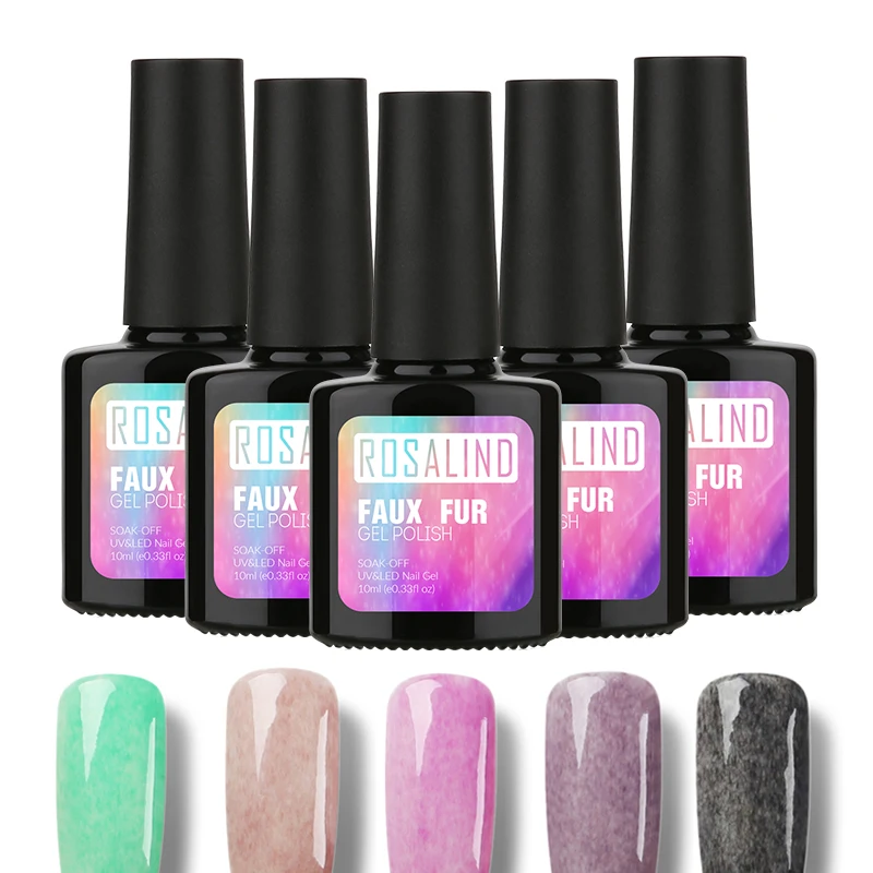 ROSALIND P + черная бутылка 10 мл эффект искусственного меха P01-12 Гель-лак для ногтей