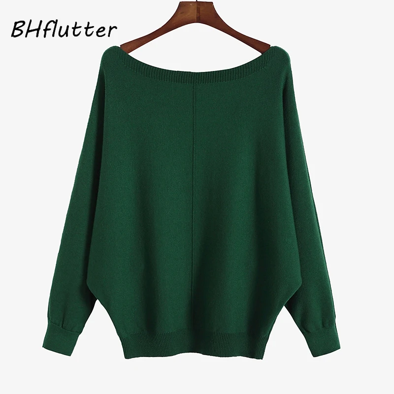 Женский кашемировый свитер BHflutter повседневный вязаный джемпер с рукавом летучая