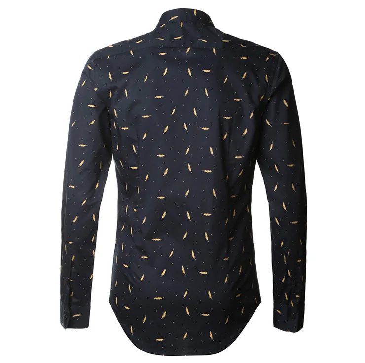

Luxury Men Long Sleeve Shirt Mens Printing Slim Fit Shirt Casual Mens Turn down Collar Cotton Camisa Masculina Floral Shirts