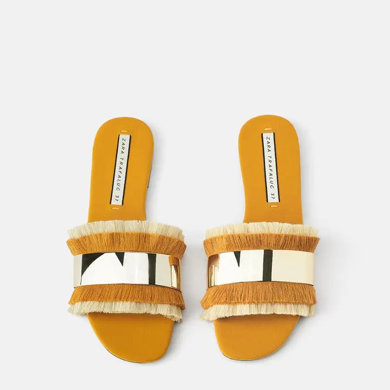 Женские шлепанцы сезон лето Новинка 2019 года цветные сандалии на плоской подошве