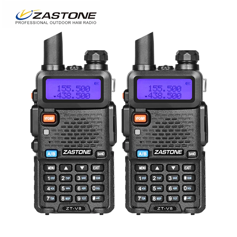 2 шт./лот Zastone V8 рация Двухдиапазонная 136-174 МГц и 400-520 МГц охотничьи радиостанции UHF Vhf двухстороннее радио ZT-V8 fm-приемопередатчик