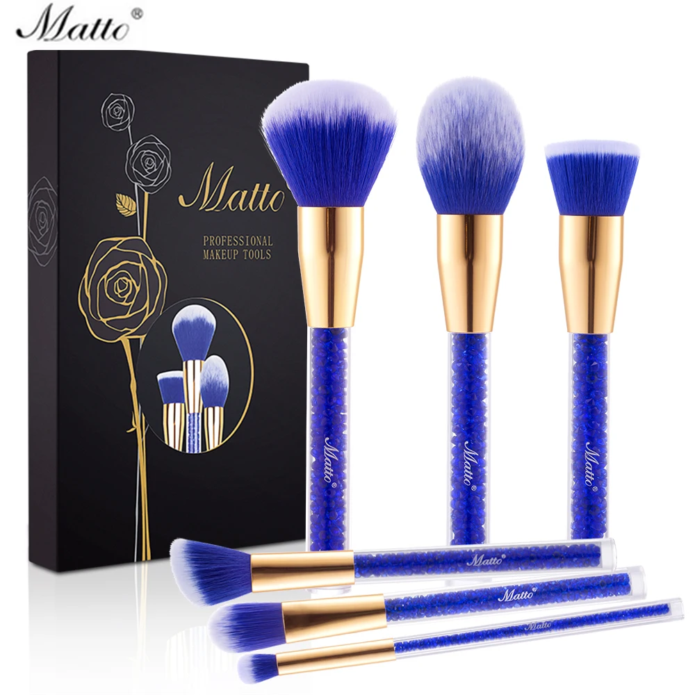 Набор кистей для макияжа Matto Кисточки Sparkling Blue 6 шт. с акриловыми ручками со