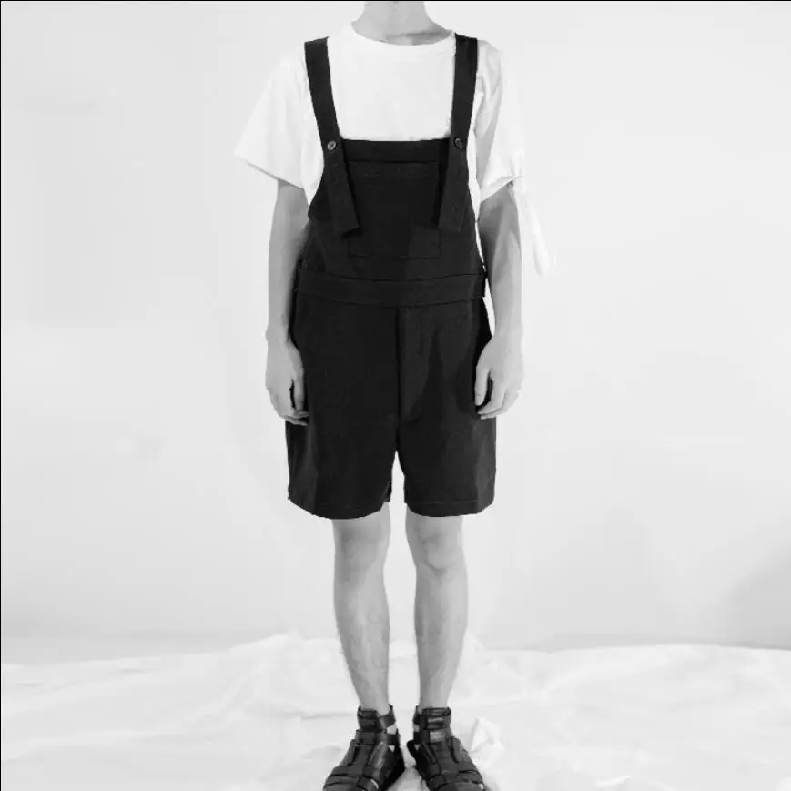 27-46 New Summer Men And Women Casual Strap Shorts Loose Knee Length Cool Bib Shorts Tide Overalls Plus Size Costumes