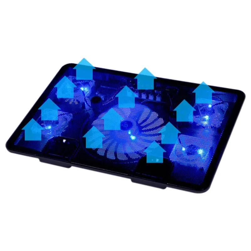 Охлаждающие подставки для ноутбуков 5 вентиляторов 2 USB-порта светодиодная