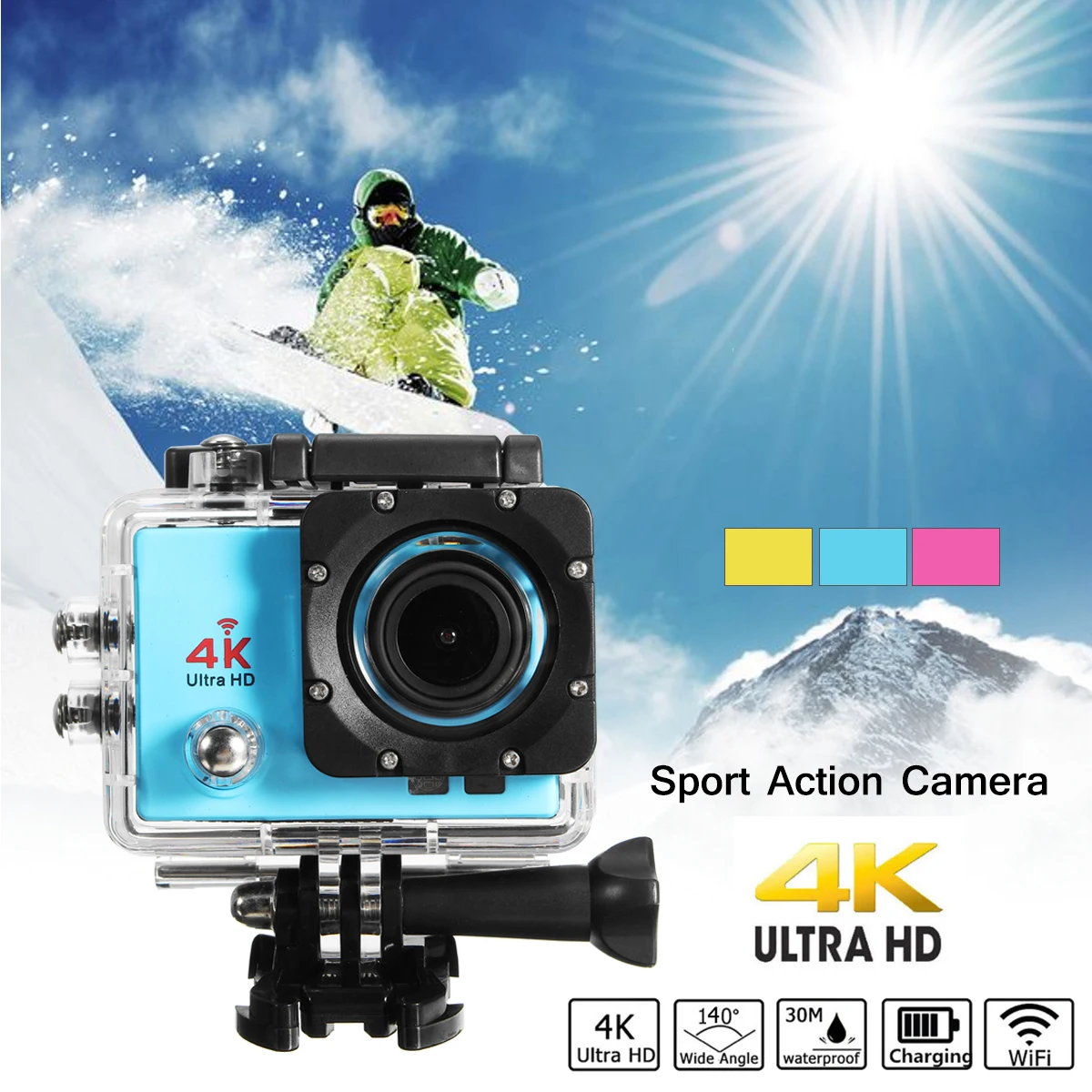 Ультра HD 4K Экшн-камера 30 м водонепроницаемый 2,0 'экран 1080p Спортивная камера go extreme pro cam