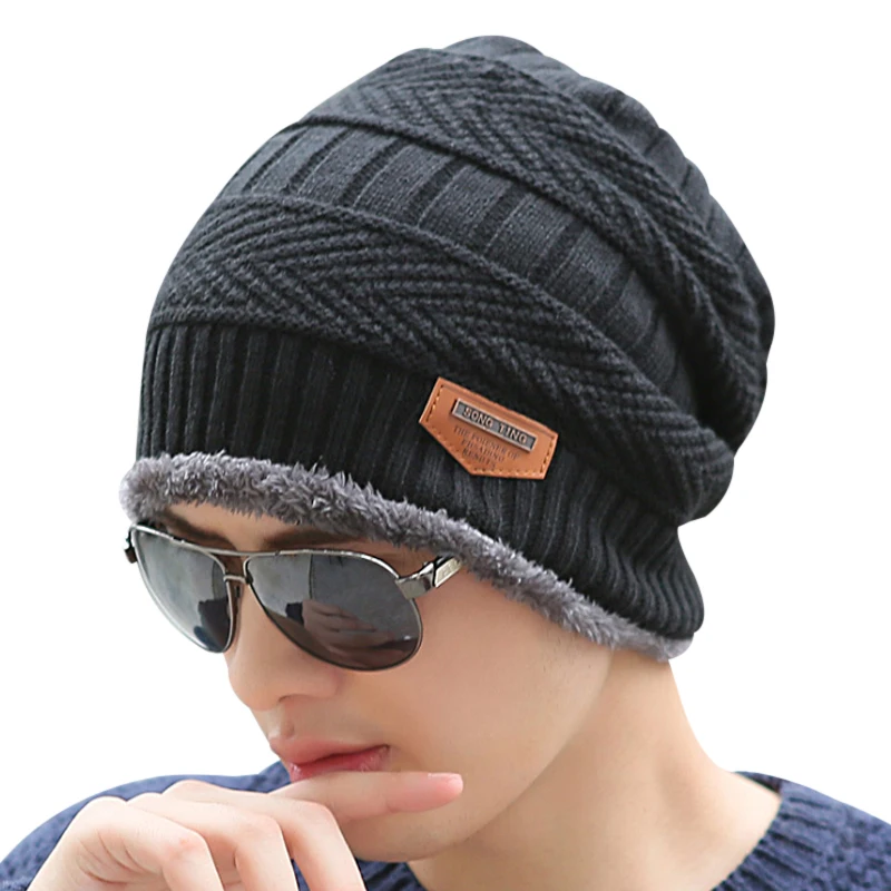 Теплые зимние Шапки для Для мужчин женщин 2018 шерсть вязаные шапочки унисекс