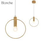 Современные подвесные светильники с одним кольцом, золотистый потолочный светильник для вестибюля, столовой, декоративное освещение, подвесной светильник