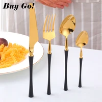 stainless steel flatware set creative standing luxury cutlery set black gold dessert spoon fork knife dinnerware set 1 set4pcs