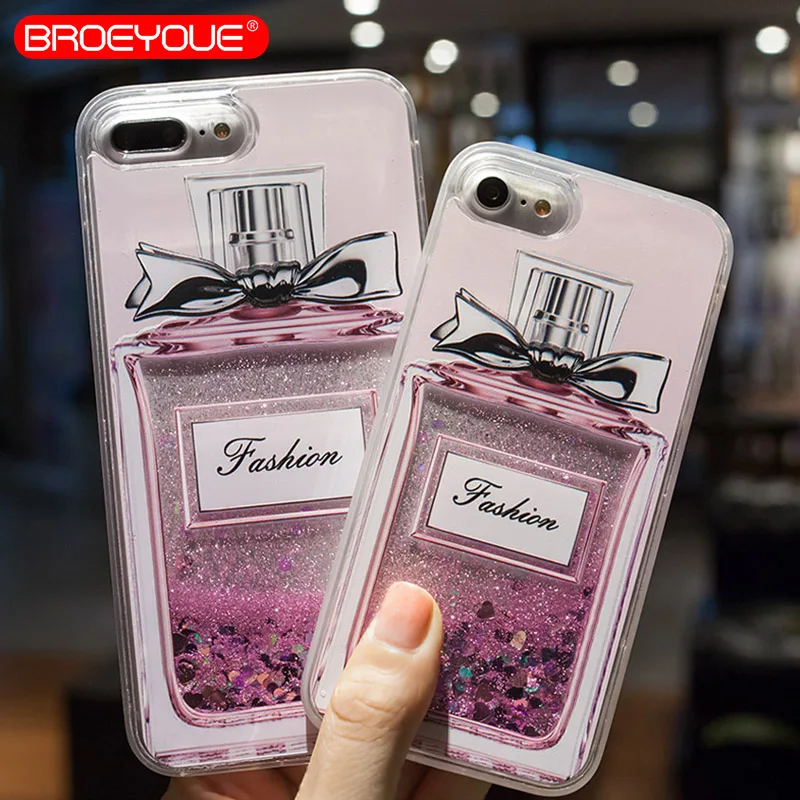 BROEYOUE Love Heart Stars Glitter Phone Case For iPhone 6 6S 7 8 Plus 5 5S SE Dynamic Liquid Quicksand Soft TPU Back Cover Coque |