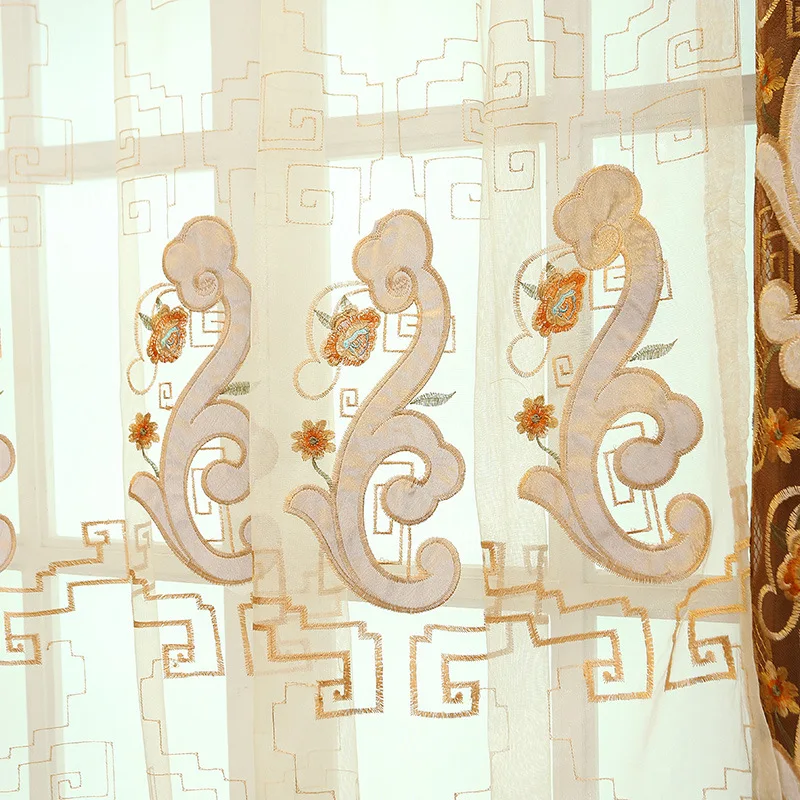 

Custom Made Pastoral Europe Luxury Villa Valance Curtains For living Room Bedroom Window Embroidered Tulle Curtains Drapes