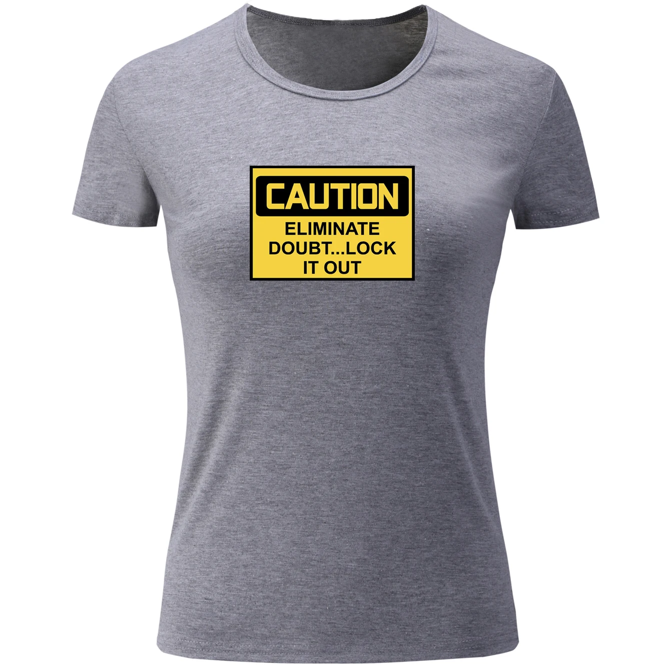 Caution Eliminate Doubt Lock It Out Print Short Sleeve T Shirt Women Cotton Loose Girl's Ladies T-shirt Summer Basic Tee Tops | Женская