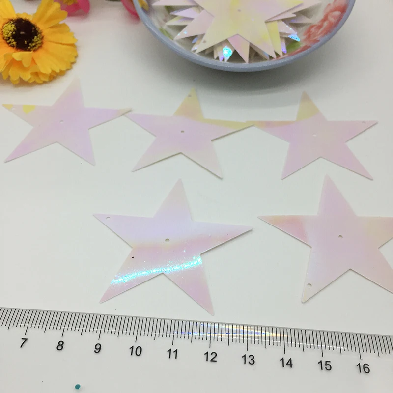LNHOME 50g/Lot 54mm White Star Sequins Flake Spangle PVC Paillette Loose Flat Christmas Garment Accessories Halloween | Дом и сад