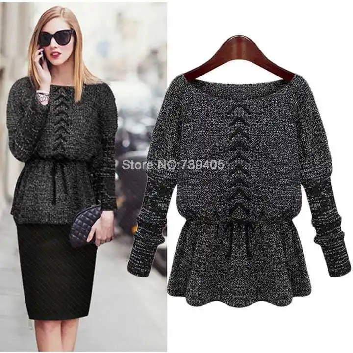 New 2014 Fashion warm winter Waist Elastic pullover women sweater Vintage Knitwear knitted sweaters B12 SV004928 | Женская одежда
