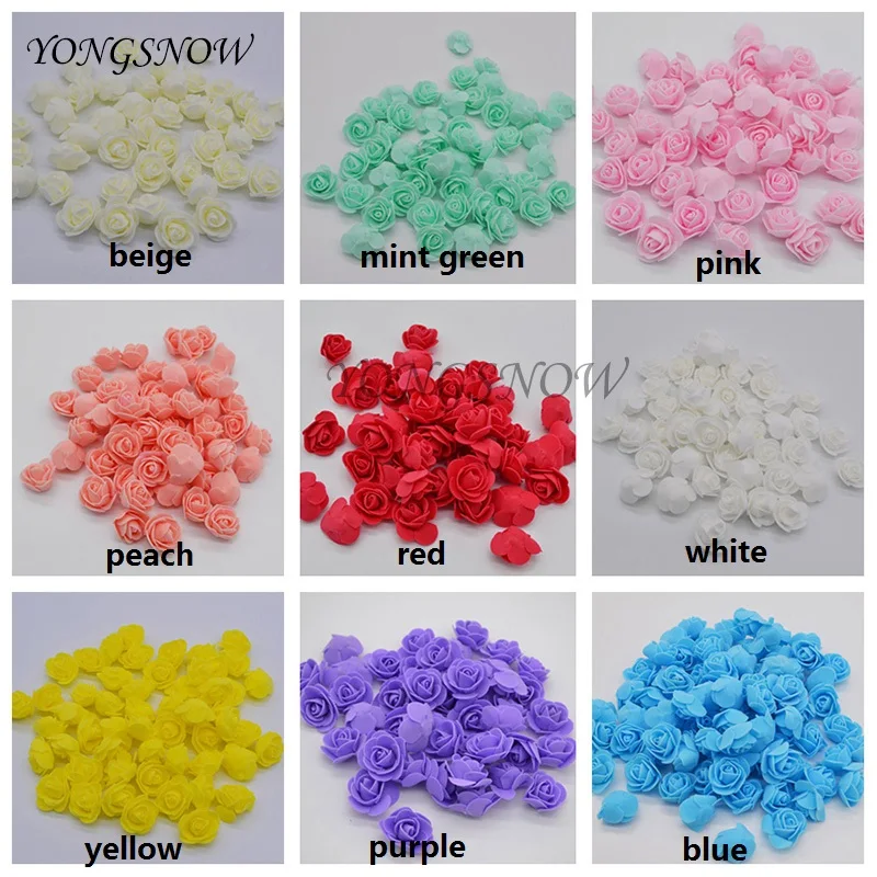 

50Pcs/lot 3cm Mini PE Foam Roses Multi-use Artificial Flower Heads Home Garden DIY Wreath Supplies Wedding Decoration