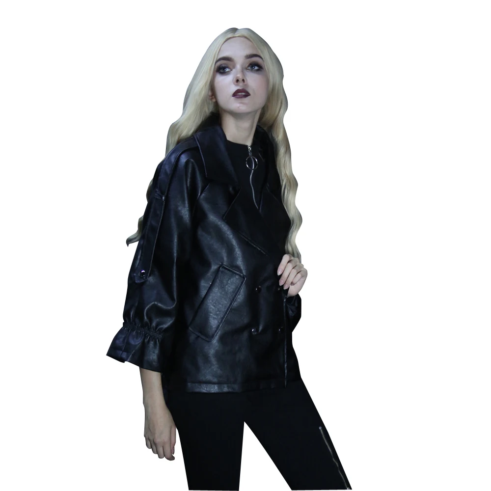 

2018 Black Punk New Loose Wild Motorcycle Leather Jacket Short Leather Jacket Female Jacket Thin Handsome Ladies Leather Jacket