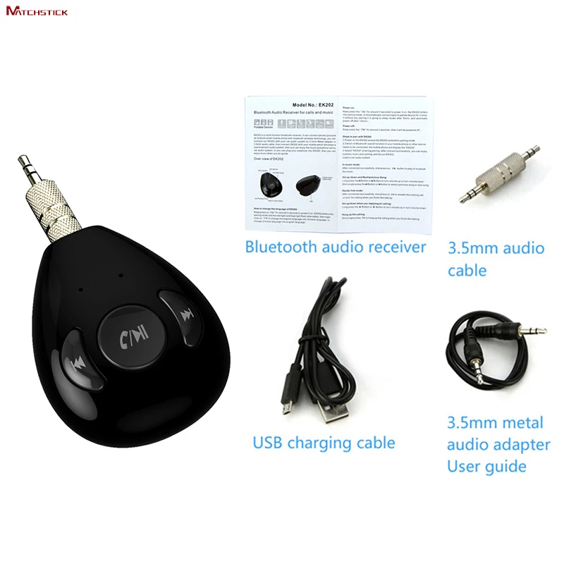 Спичечная палка Bluetooth V4.1 автомобильный комплект Hands free аудио музыкальный ресивер
