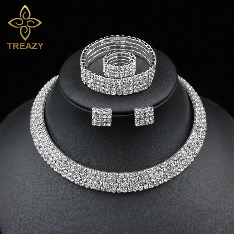 Комплект свадебных украшений TREAZY с кристаллами и стразами для невесты