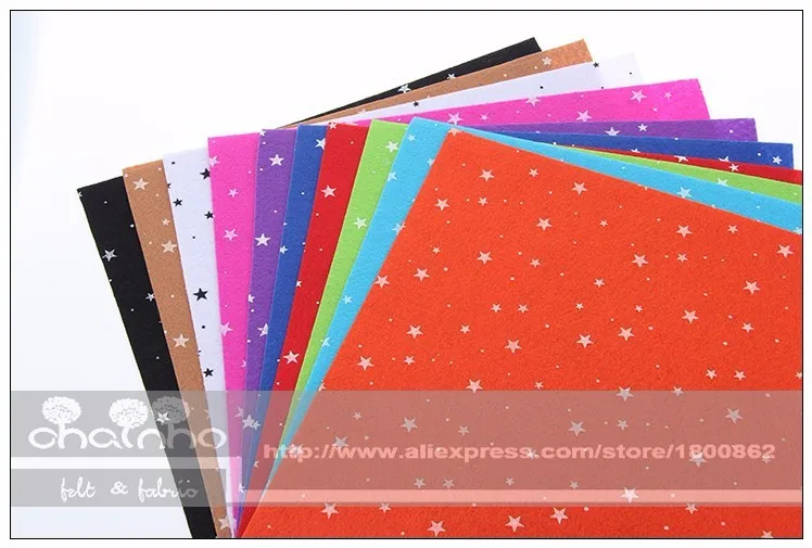 Напечатанный нетканый материал толщиной 1 мм, полиэстеровый войлок/украшение дома/набор с рисунком звезды для шитья кукол 10 шт. 30x30 см