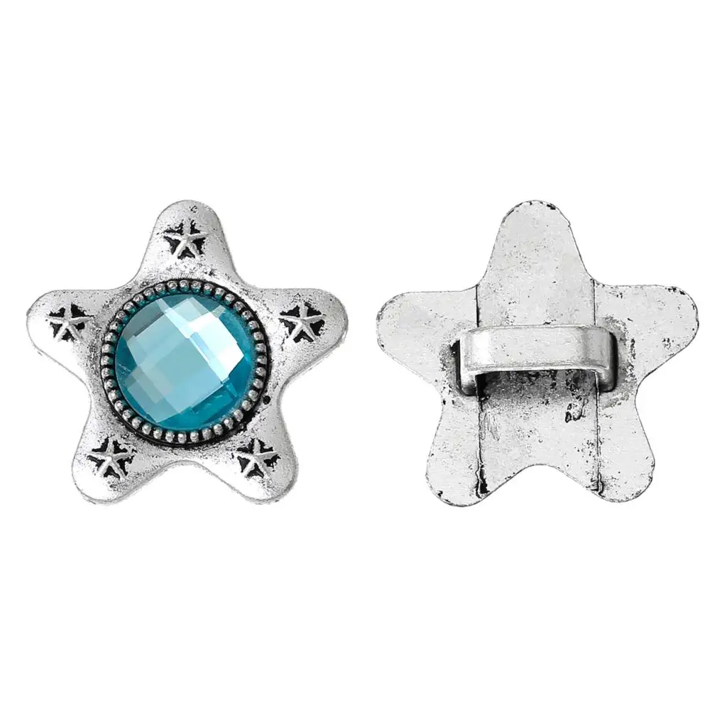 Цинковый сплав скользящие бусины звезда серебряный цвет озеро синие ограненные