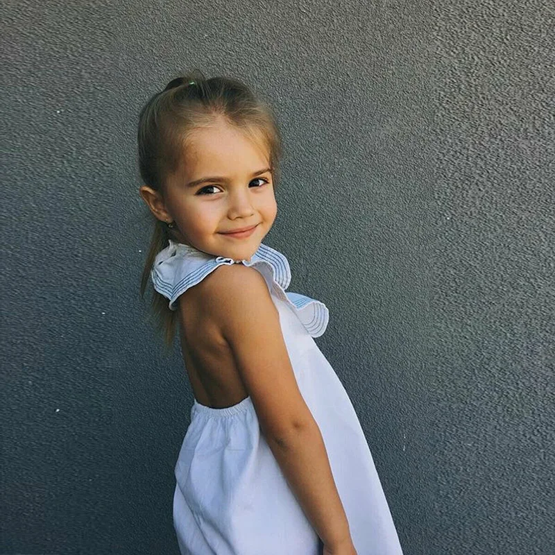 Детский сарафан с открытой спиной для девочек летний комплект одежды свободное