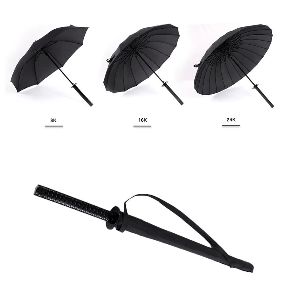 Новинка большой Ветрозащитный Зонт с длинной ручкой самурайский меч зонты