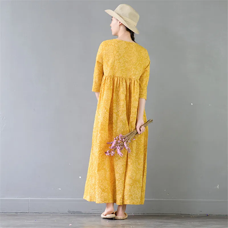 SCUWLINEN Vestidos 2019 летняя одежда для Для женщин Винтаж империи линии хлопок макси