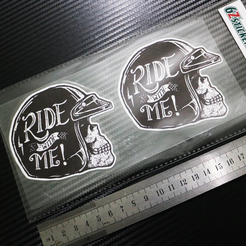 

BIKER SKULL VINTAGE STICKERS Motorbike Motorcycle Racer Chopper Bobber X2