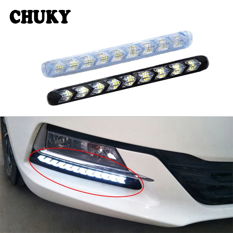 CHUKY 1 комплект светодиодный противотуманный фонарь DRL с желтым рулем для Volkswagen VW