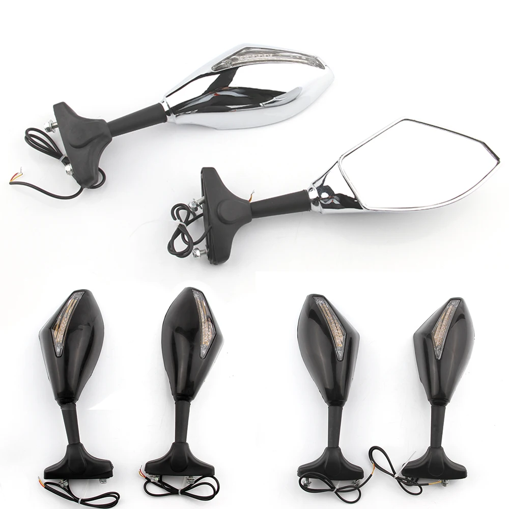 Мотоцикл LED поворотники заднего вида боковое зеркало для Honda Kawasaki Suzuki Yamaha Ducati monster