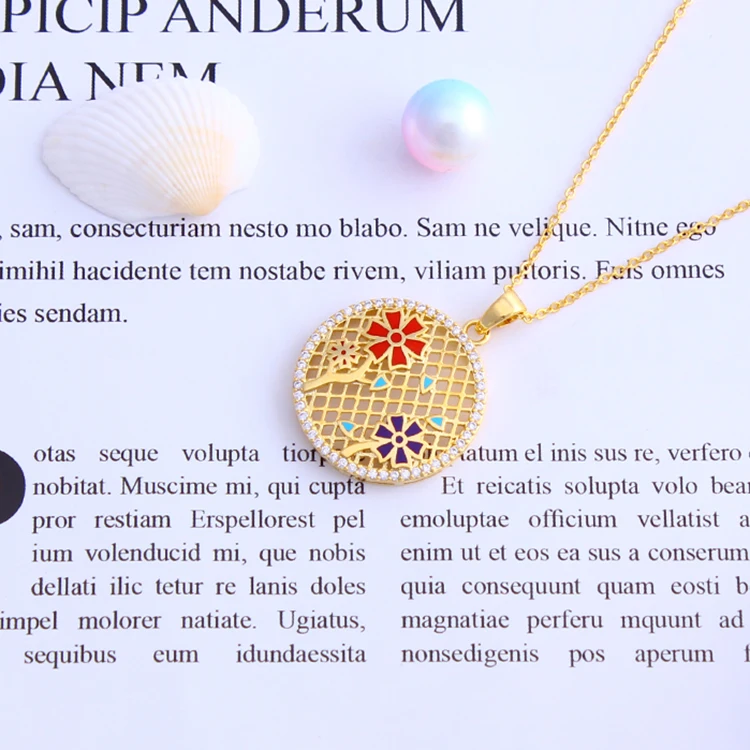 Женский ювелирный комплект из колье и серёг с эмалью|Ювелирные наборы| |