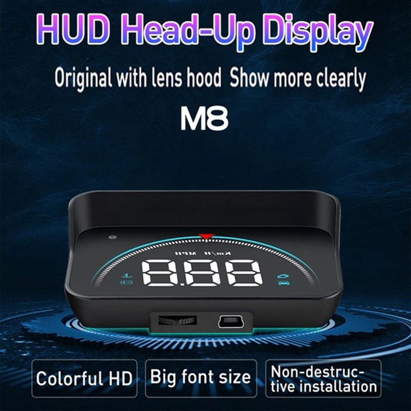 Светодиодный дисплей M8 HUD GPS Предупреждение о скорости OBD2 автомобильный проектор