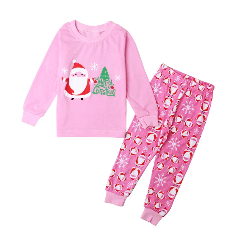 Рождественская Пижама с Санта Клаусом комплекты одежды для девочек розовые