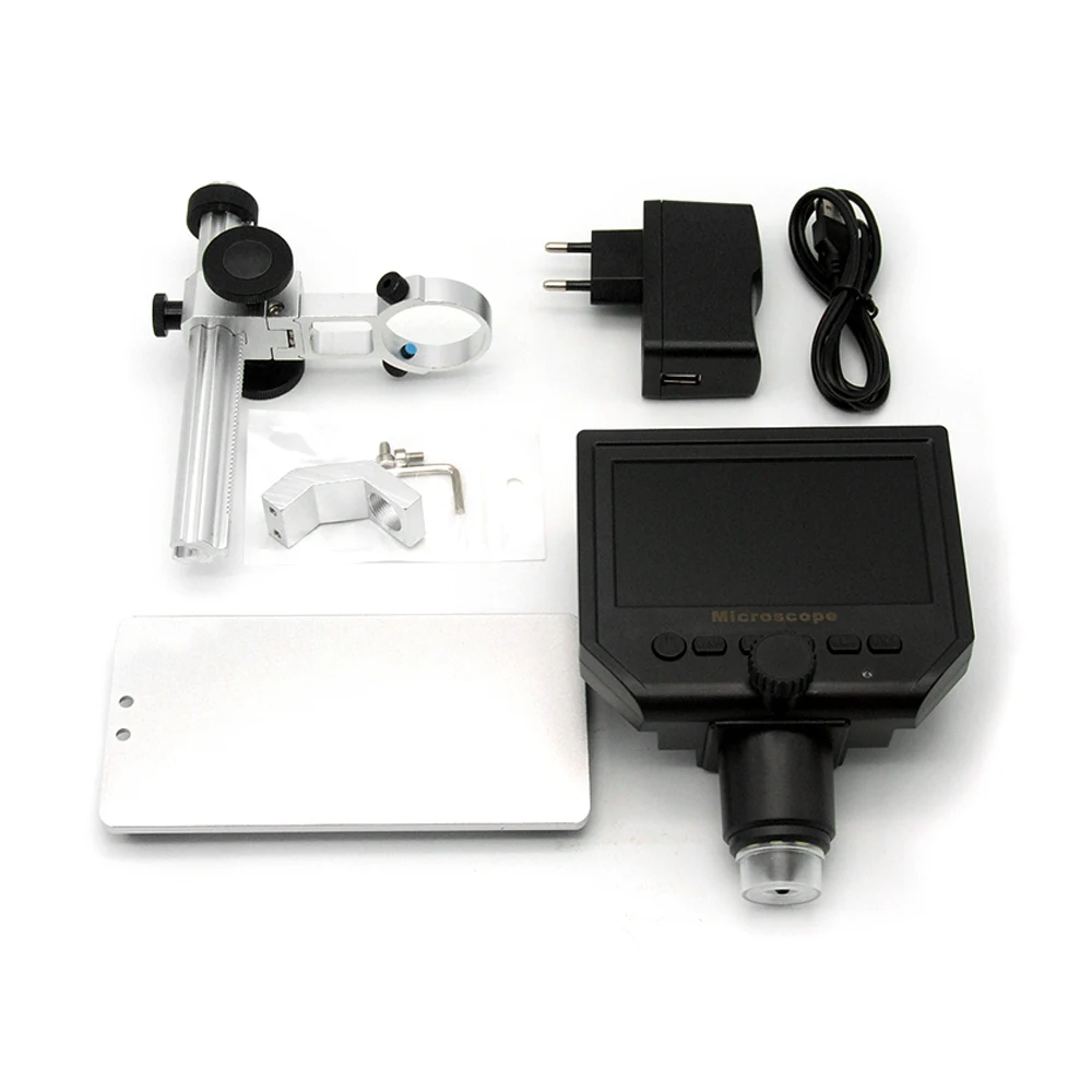 

600X 4.3" 3.6MP Digital Video Microscope LED Magnifier for Mobile Phone Maintenance QC/Industrial/Collection Inspection +Stand