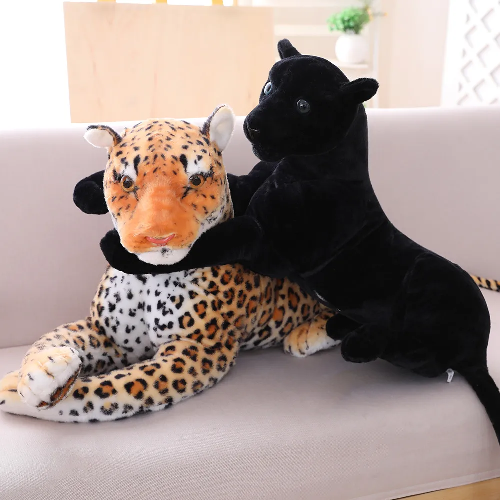 

30-90cm Simulation animal Plush toy money leopard black Soft stuffed doll Realistic forest grassland Trick Birthday Unique gift