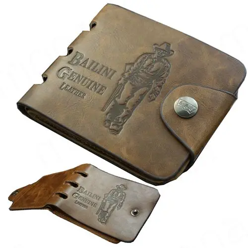 Новый ковбойский мужской кошелек Модный Роскошный из искусственной кожи двойные