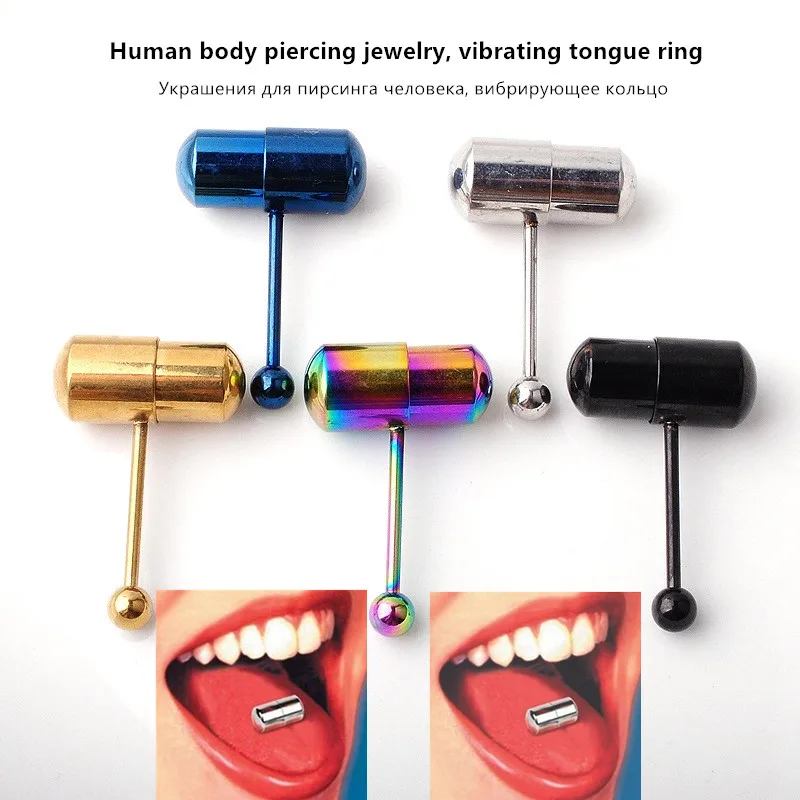 2 шт. ювелирных изделий для пирсинга вибрирующее кольцо с языком нержавеющая