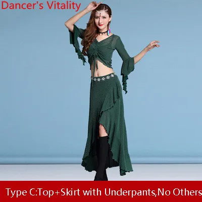 Type C as picture Танец живота топ юбки сексуальные женщины начинающих Slim Fit весна-лето сетка индийский восточный танец практика одежда наряд - Цвет: Type C as picture