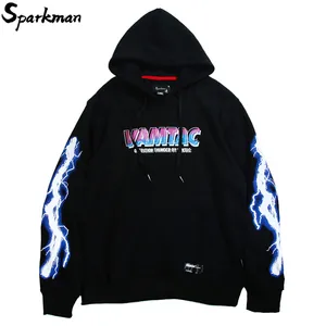 Мужская толстовка в стиле Харадзюку, стильная толстовка в стиле хип-хоп с 3D принтом Ligtning, осень 2018, пуловер с капюшоном, Модная хлопковая одежда